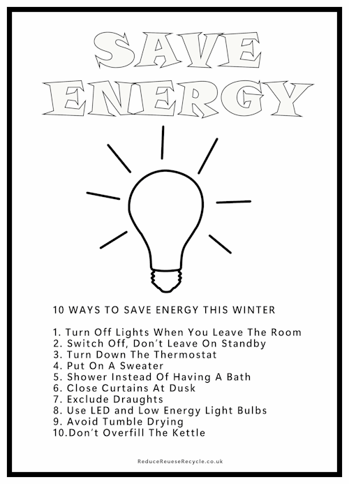 Save Energy Printable Tips